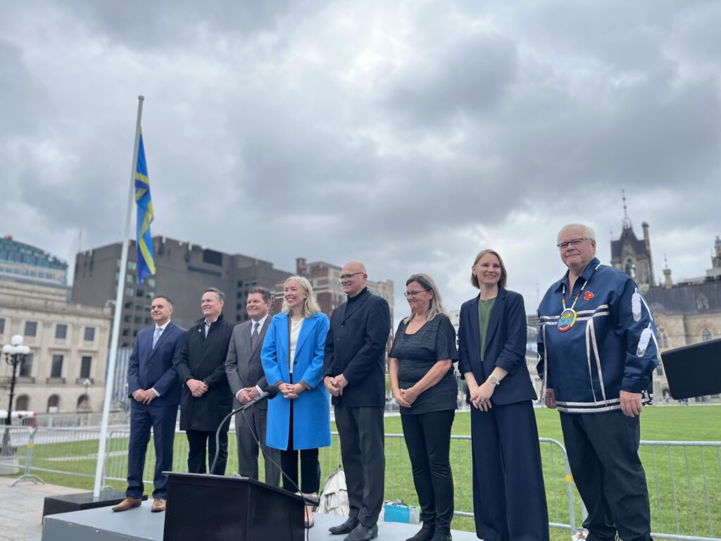 Deaf Flag-raising event, Parliament Hill, with Minister Hajdu, Leslie Church the Parliamentary Secretary and Chris Sutton, the Accessibility Commissioner. and CAD-ASC representatives